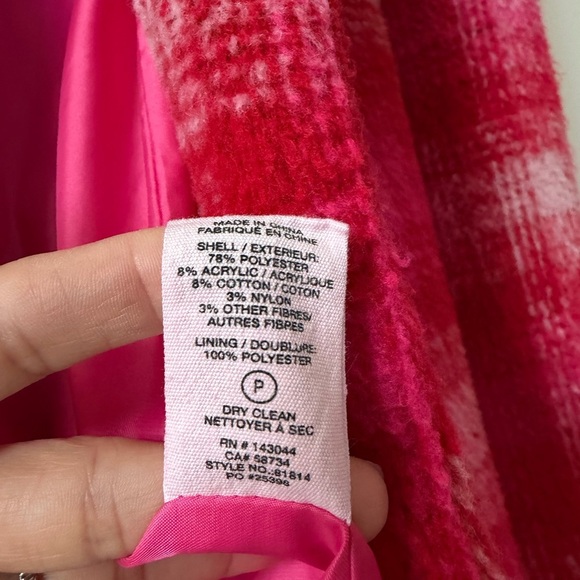 Avec Les Filles Pink Plaid Blazer Coat Maximalist Cozy Winter Anthropologie - Picture 10 of 11